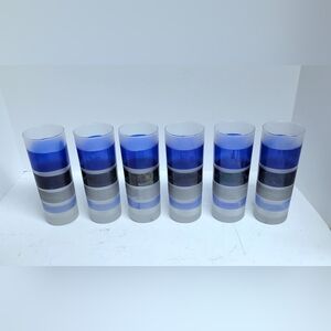 Libbey Tom Collins striped Banded drinking glasses vintage